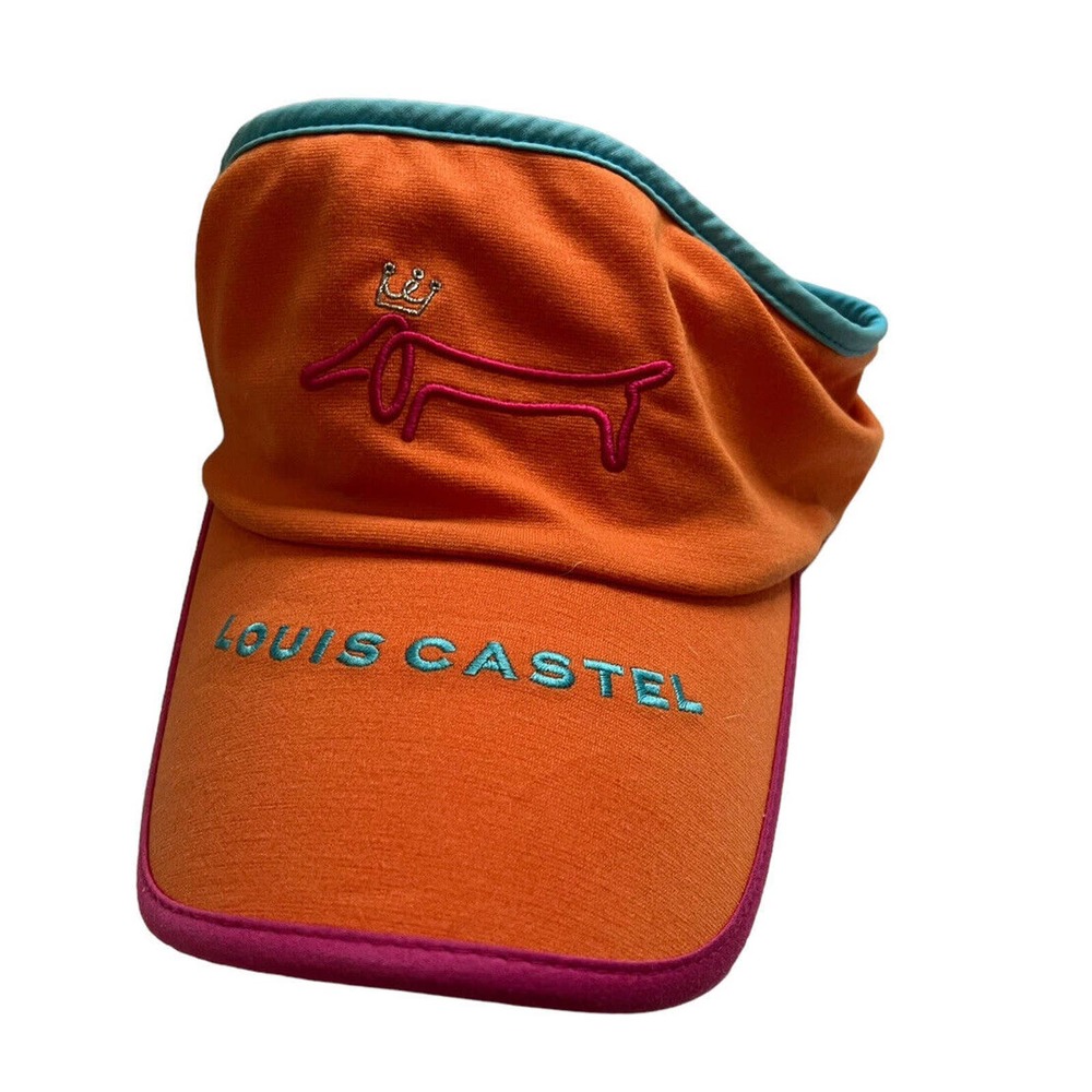 Louis Castel Golf Hat Visor Orange Pink Dog Logo Sport Athletic One Size